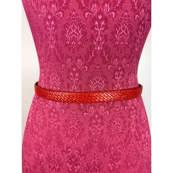 Christian Dior Red Woven Braided Leather Belt Medium Aniline Cowhide Vintage - Picture 10 of 10